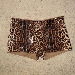 Leopard Print Sequin Shorts